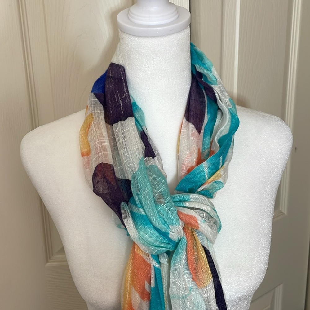 Croft & Barrow Rayon Floral Scarf With Fringe